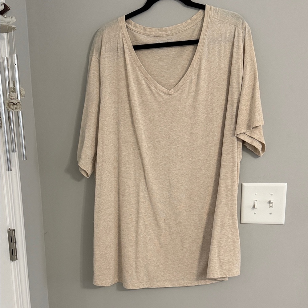 Casual Beige V-Neck Women's Top